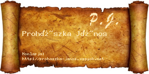 Prohászka János névjegykártya